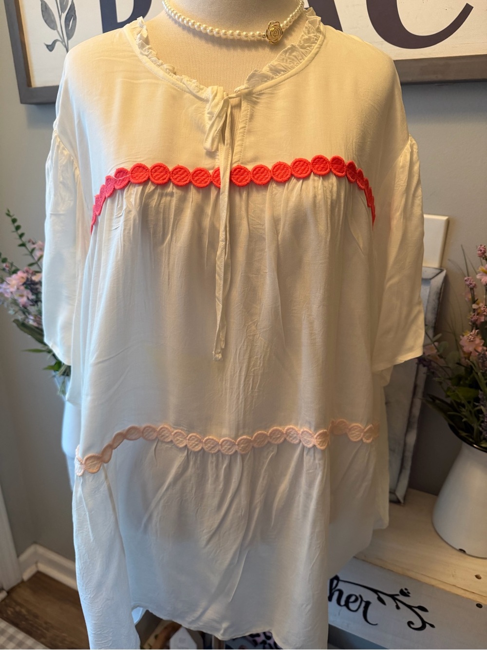 Cato Ivory Blouse with Accent